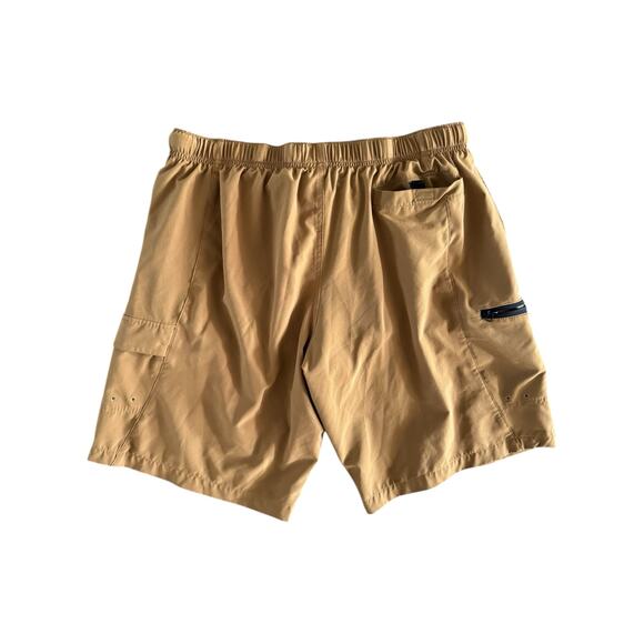TYR Men’s Swim Hybrid Shorts Large Khaki Elastic Waist Belted Quick Dry Pockets - Picture 3 of 7
